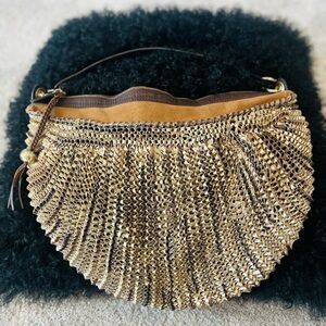 Diane Von Furstenberg Stephanie Gold Metallic Hobo Bag